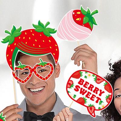Handgefertigte rote Sommerfrüchte Foto Requisiten Papier Erdbeer Foto Booth Requisiten Festival Verkleidung Kostüm Maske Geburtstag Hochzeit Dekor
