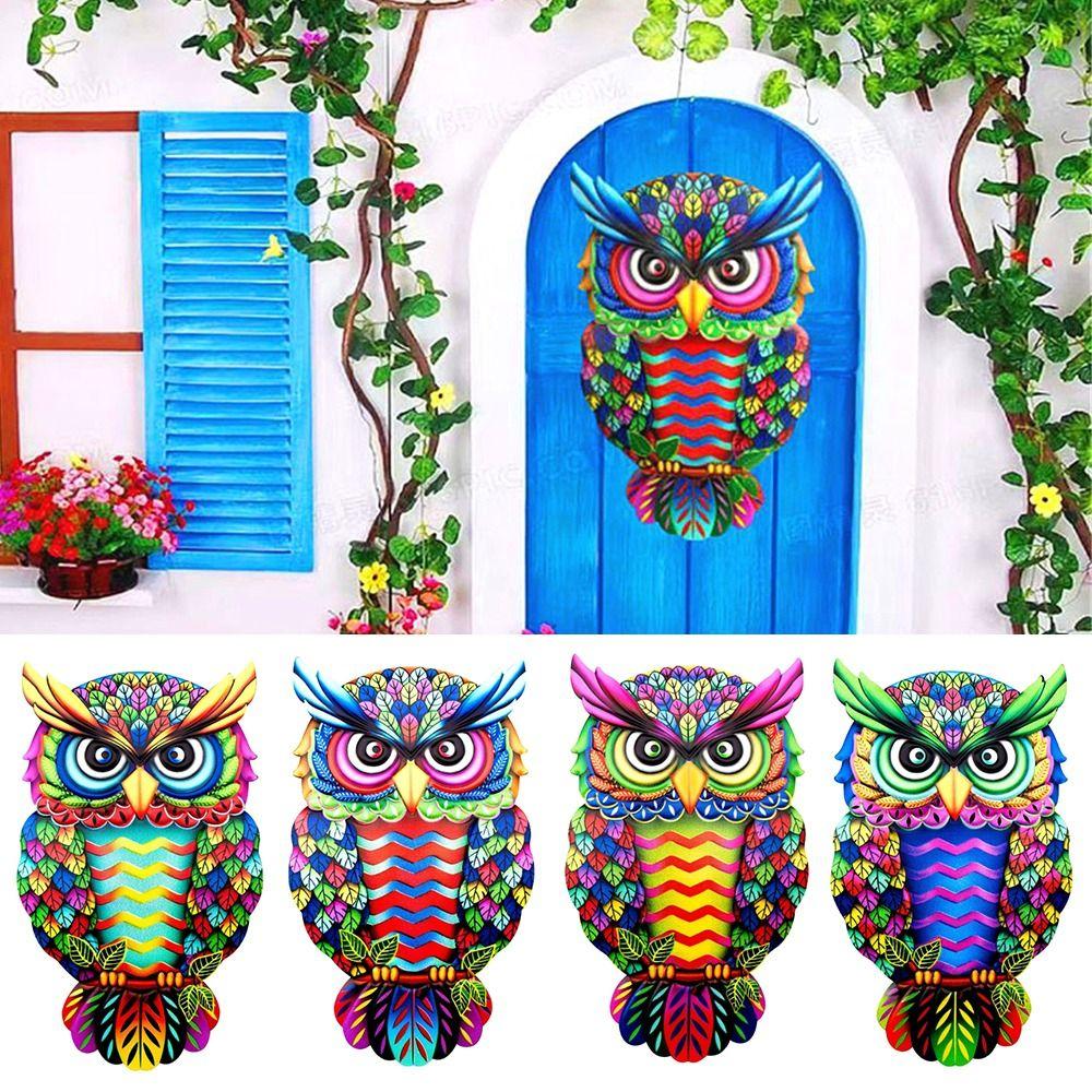 

Rust-proof Colorful Owl Sculpture Waterproof Owl Statue Durable Outdoor