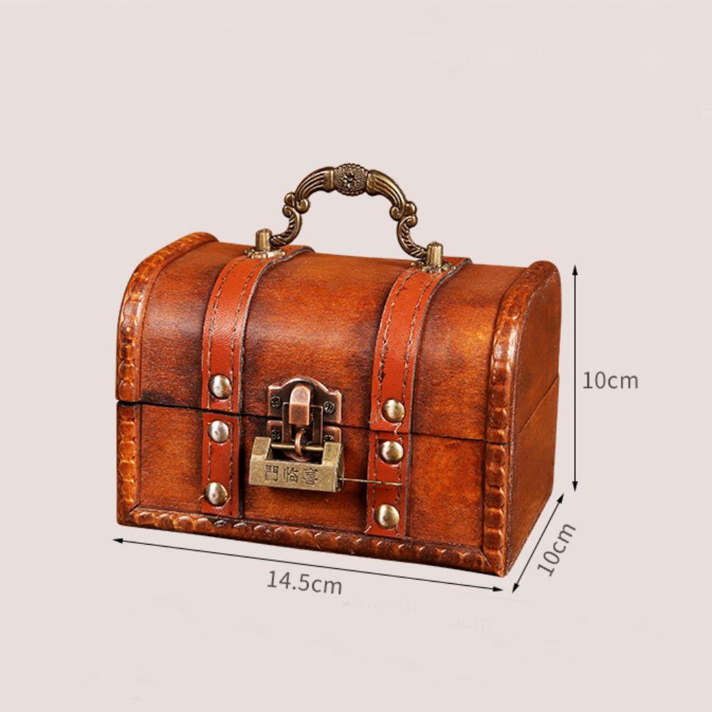 Password Lock Wooden Storage Box Key Unlocking Durable Treasure Chest Retro Style Trinket Box for Jewelry Art Collection