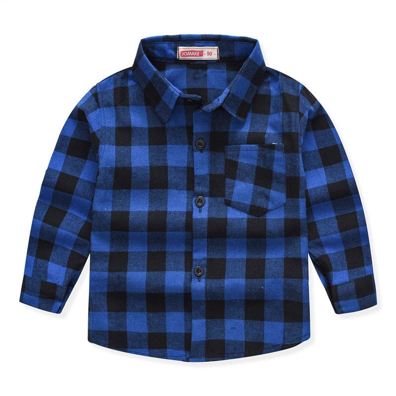 Spring and Autumn Boys and Girls Korean Cotton Plaid Shirt