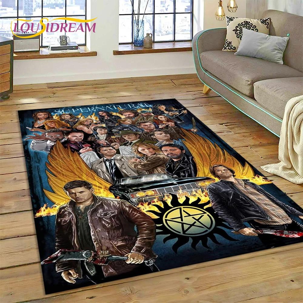 SPN Latest Supernatural Dean Sam 3D Rug Carpet for Living Room Bedroom Home Decor,Floor Mat Non-slip Decoration for Sofa Doormat
