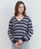 ROLAROLA Stripe V Neck Knit Navy