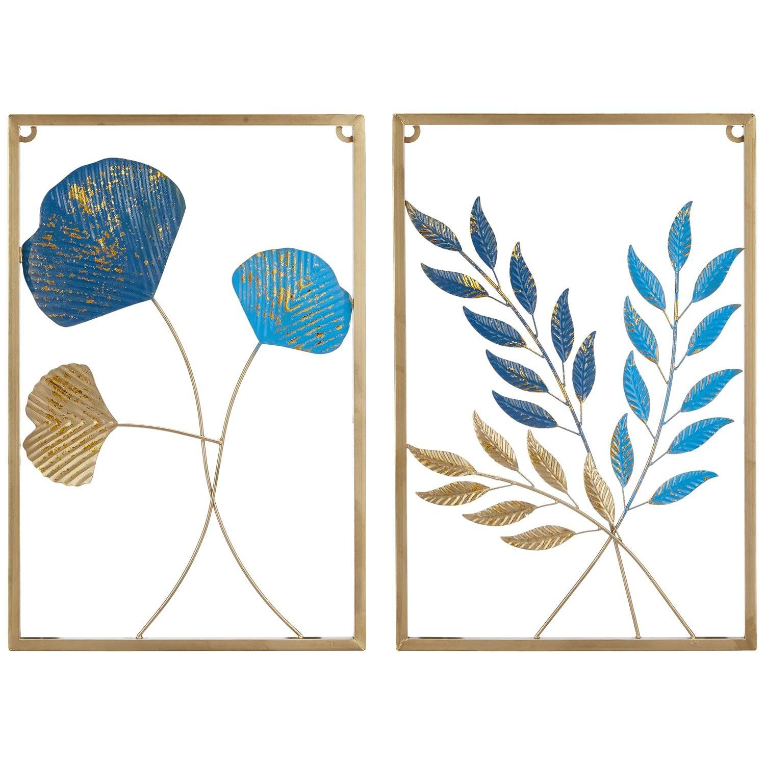 

Metal Leaf Wall Hanging Decor | Nature-Inspired Leaf Design | Easy Installation (Set of 2 | Gold)
