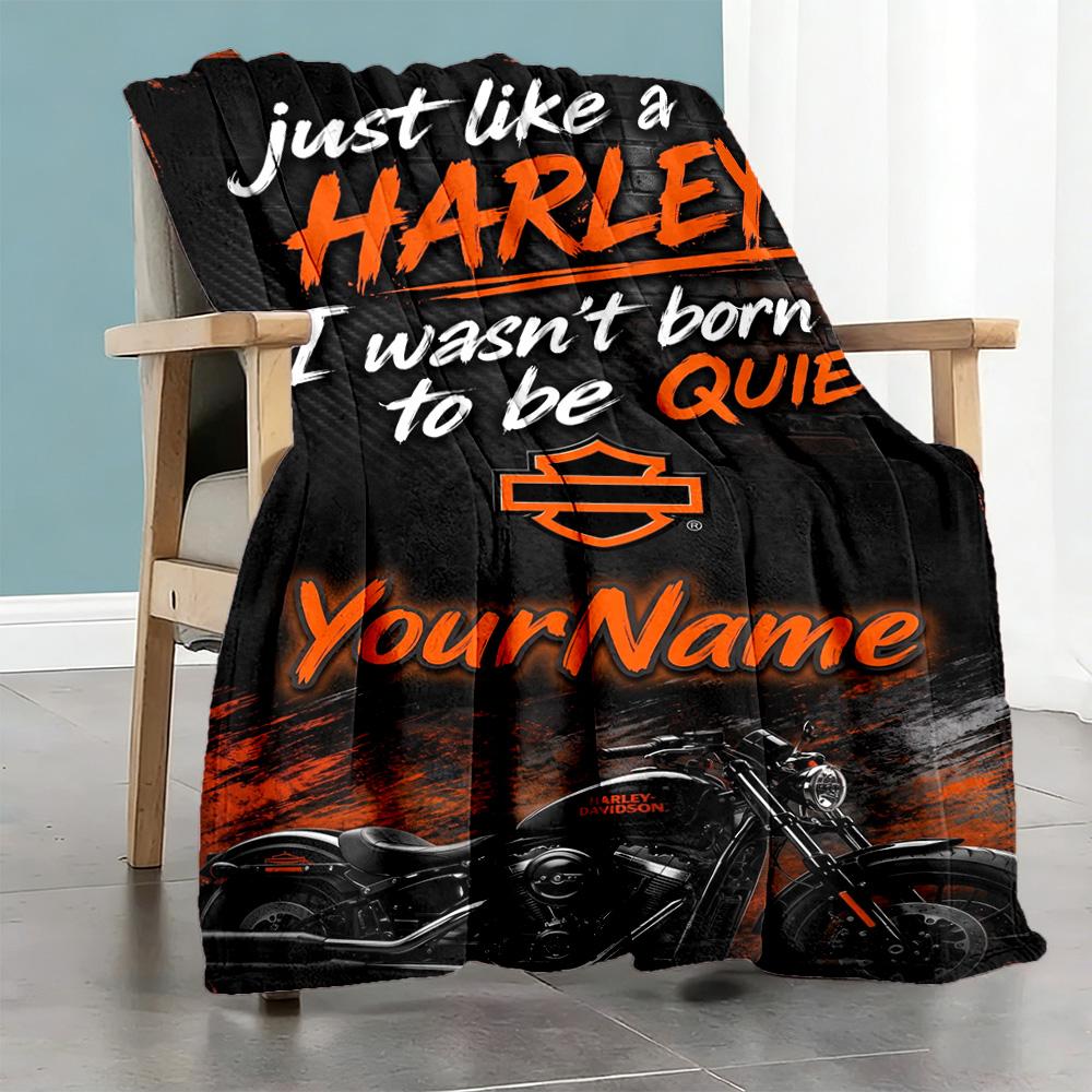 Harley-davidson Motorcycles Customize Text Blanket Multi-purpose Customizable Blanket Soft Warm Cozy for Bed Bedding Nap Living Room for All Occasions
