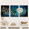 Painting Big Blue Poster Print Luxurious Wall Art For Living Room Aisle Gold Tableaux Picture Abstract Gold Fish Chinese Canvas