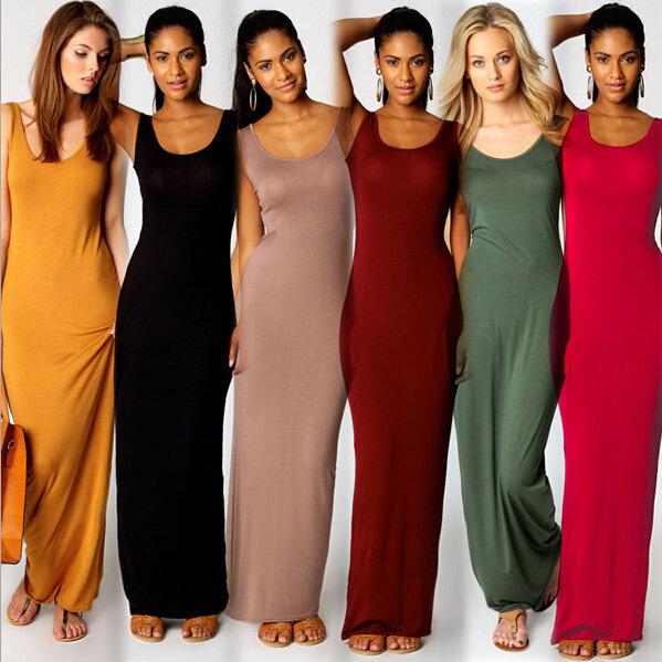 Elegant Solid Color Bodycon Tank Dress for Nightclub Summer