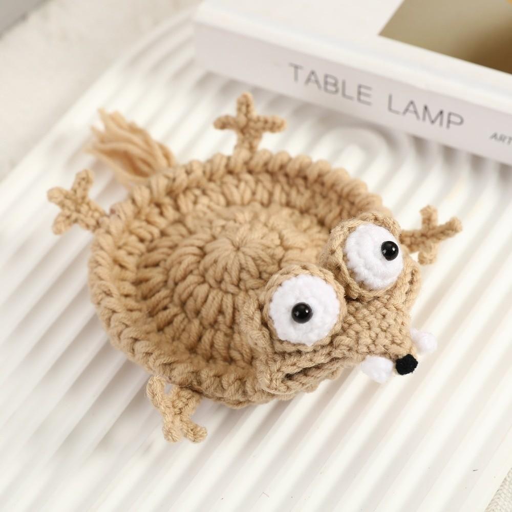 New Cartoon Crochet Squirrel Coasters Woven Funny Crochet Coasters Heat Resistant Knitted Cup Mat