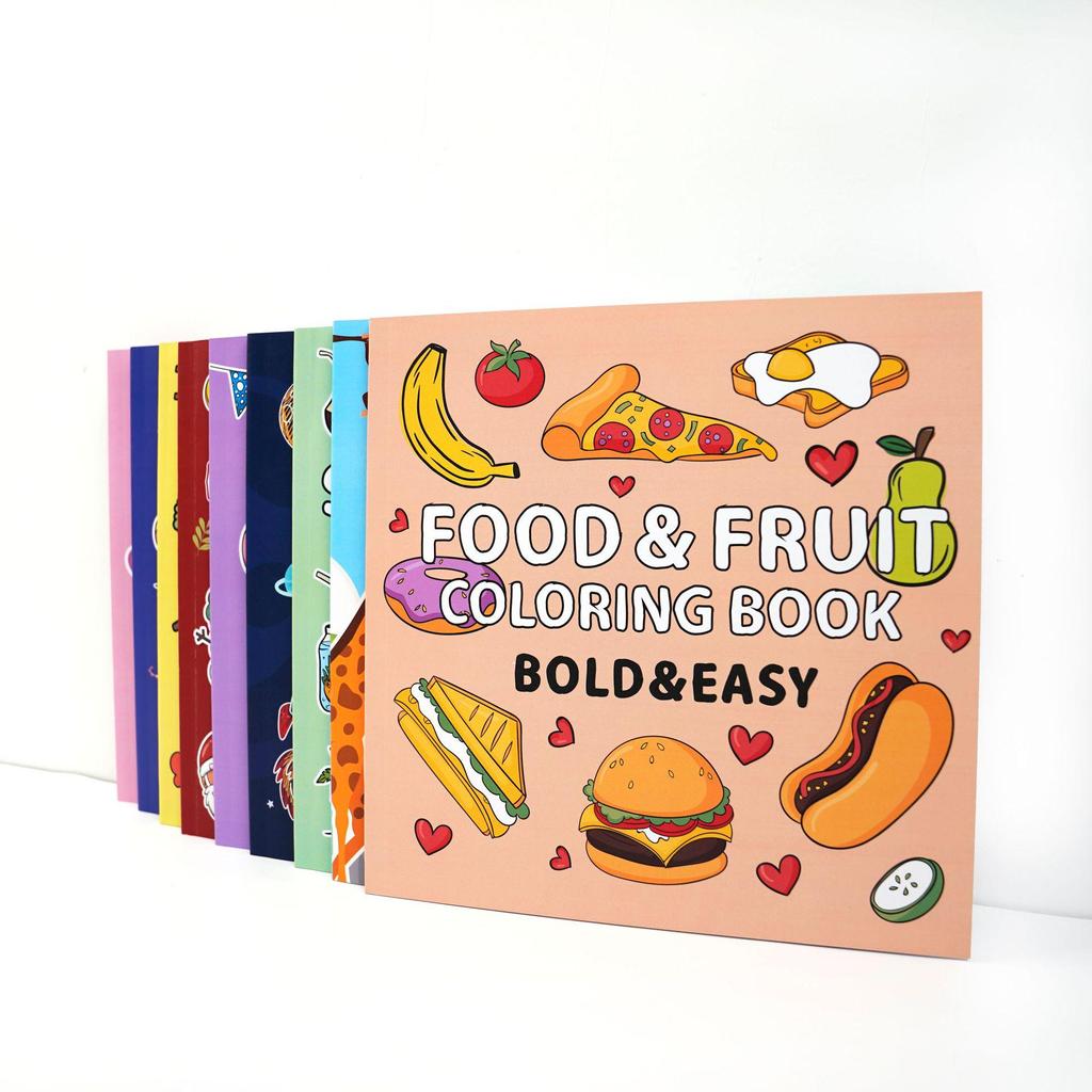 40-Page Fruit & Food Cartoon Doodle Coloring Book for Kids Aged 4+