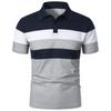 Men's Fashionable Short-Sleeved Lapel Shirt with Chest Stripes