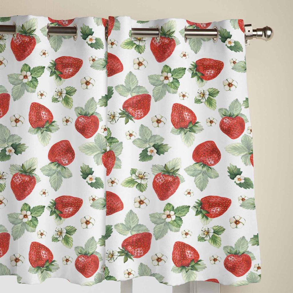 Summer Fruit Strawberry Flower Window Curtains for Living Room Luxury Bedroom Curtain Kitchen Blinds Drapes Curtains