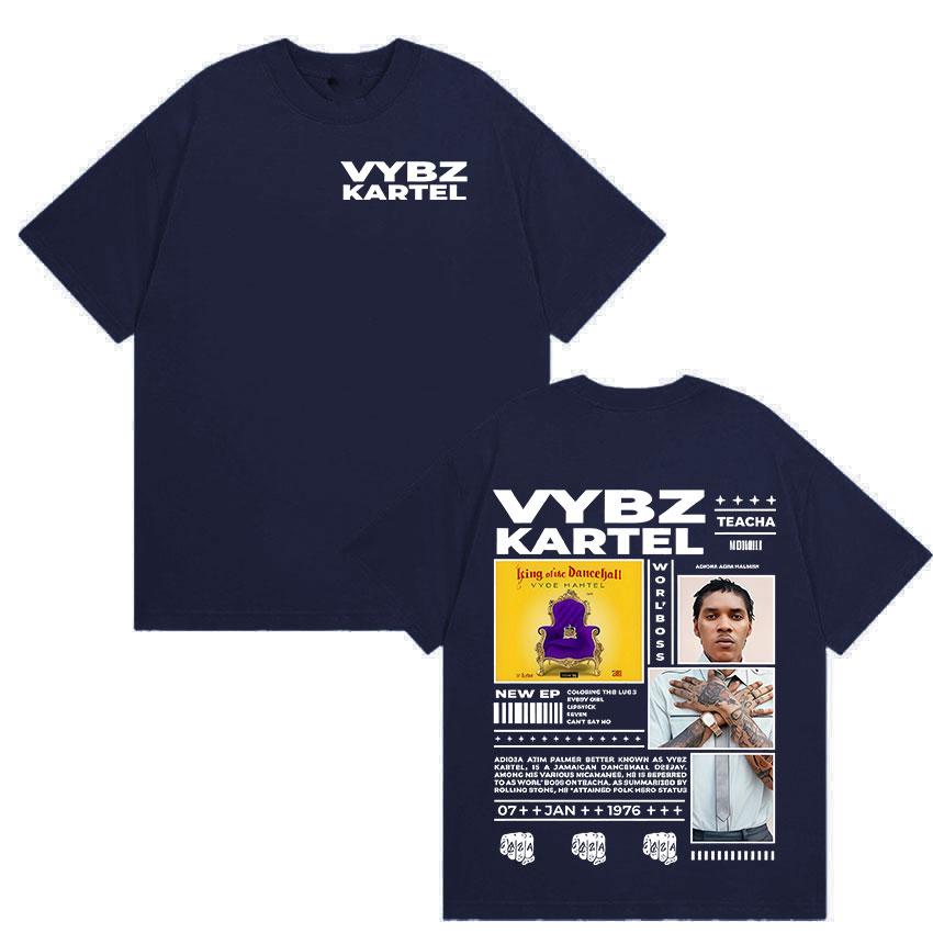 Rapper Vybz Kartel Tour 2025 Summer New Album 100 Pure Cotton Printed Tshirt Mens Hip Hop Gothic Short Sleeve High Quality