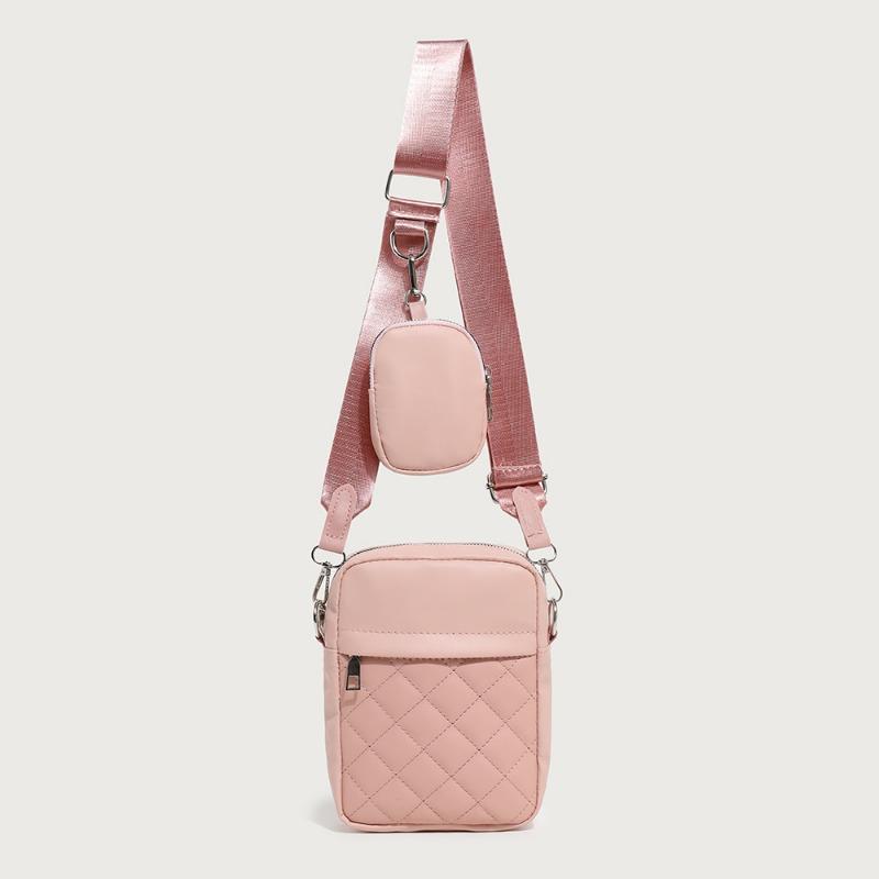 New Messenger Bag Large Capacity Embroidery Thread Rhombus Shoulder Satchel Niche Mobile Phone Bag