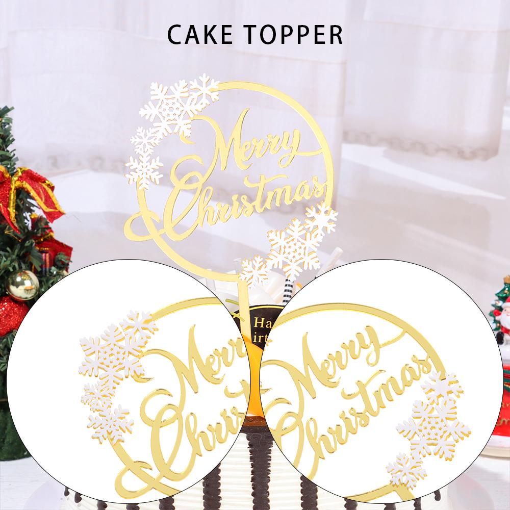 

Товары для рождественской вечеринки, свадебные украшения, двухслойный Топпер для торта, акриловый декор, с Рождеством