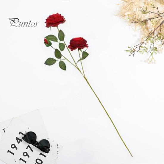 Artificial Plant 3 Branches 2 Big Heads 1 Small Bud Peony Faux Silk Flower Realistic Green Leaves Non-withered Table Centerpiece Wedding Decor