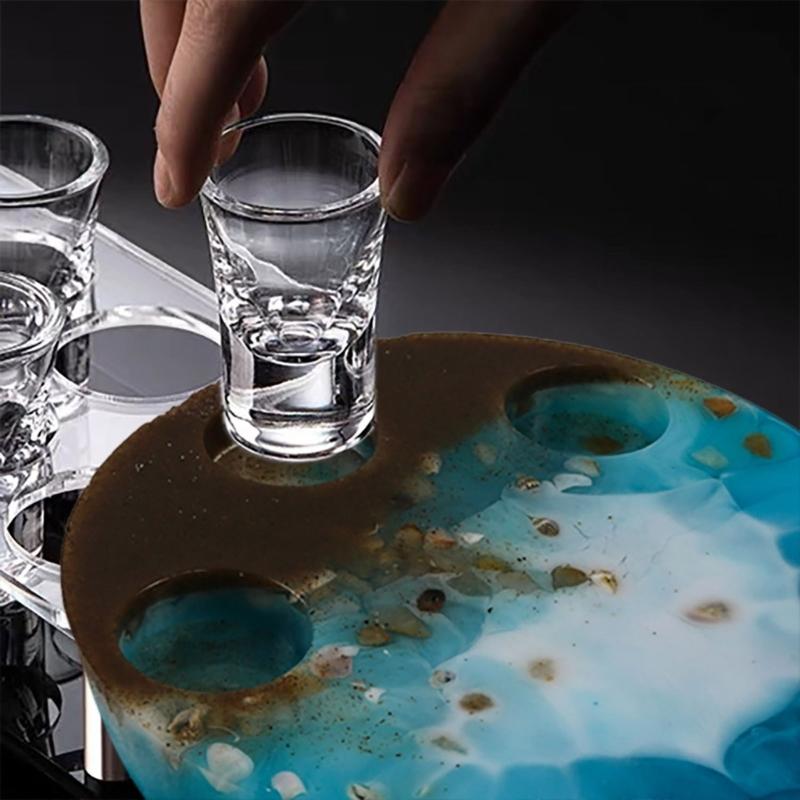 Small Wine Glass Tray Molds Beer Plate Moulds Water Cup Tray Resin Mold DIY Crafts Molds Silicone Material for DIY Tray