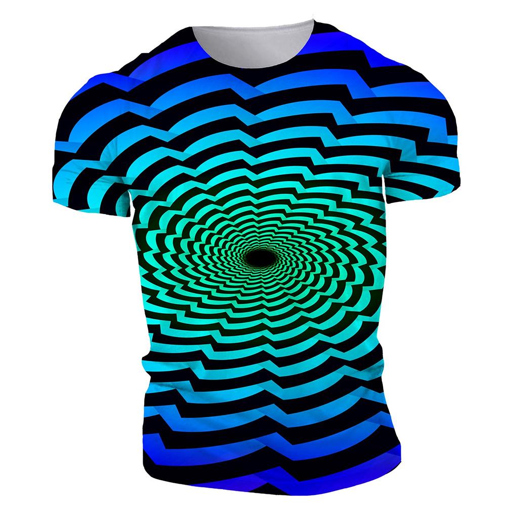 Fun Dizziness Hypnosis 3D Printing T-shirt Summer Fashion Creation Round Neck Clothing Men's Hip-hop Personality Short Sleeved Tops