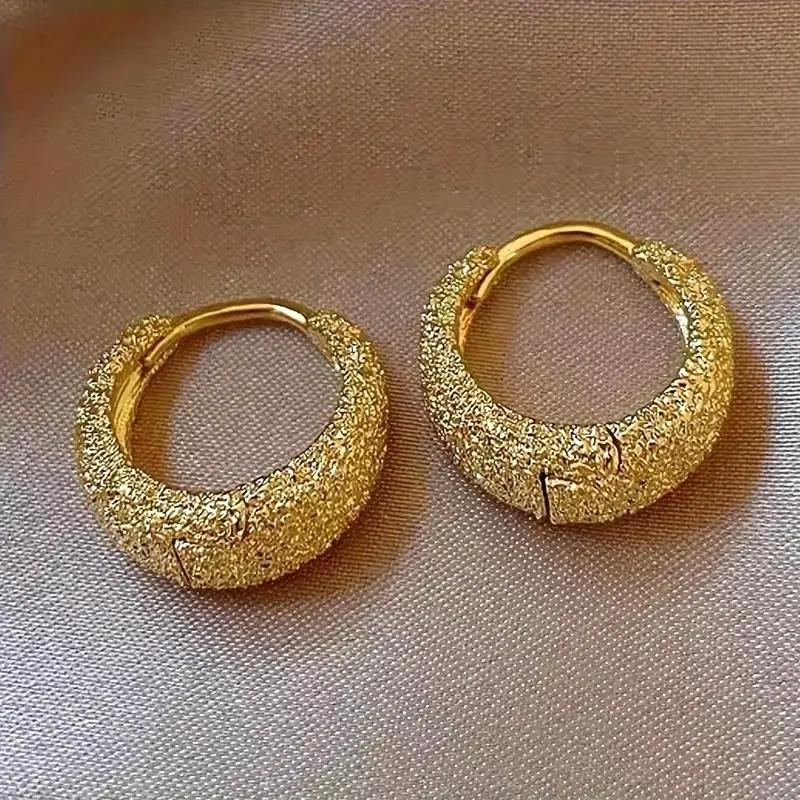 

CAOSHI Versatile Design Gold Color Hoop Earrings for Women Temperament Fashion Wedding Party Accessories Daily Wearable Zircon