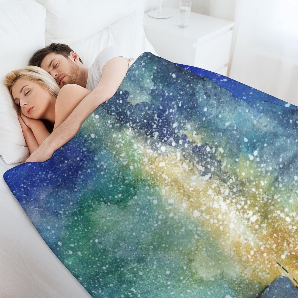 Watercolor Night Sky Throw Blanket funny gift Sofa warm winter Retros Blankets