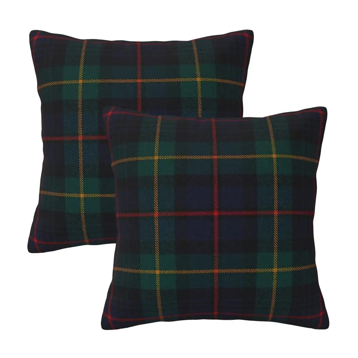 Farquharson Schots Tartan 2 Stuks Vierkante Kussensloop Kussenhoes Kussen Decor Comfort Plaid Kussen Voor Huis Auto Short plush 70*70(CM)-2Pcs
