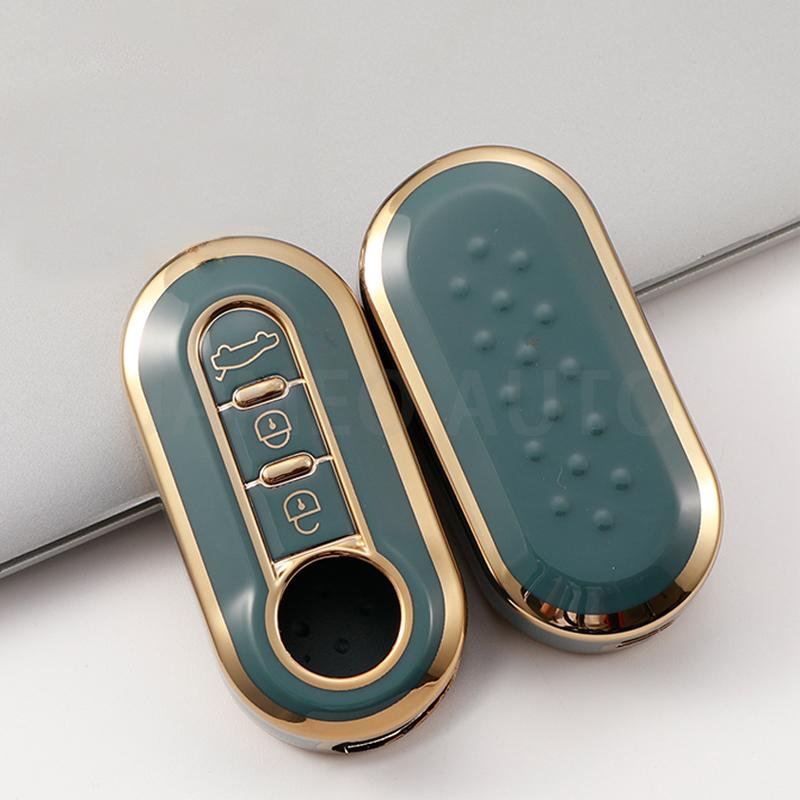 3 Buttons Tpu Car Flip Remote Key Case For Fiat 500 Panda Punto Bravo Ducato Peugeot Boxer Citroen Jumper Auto Key Bag Keychains