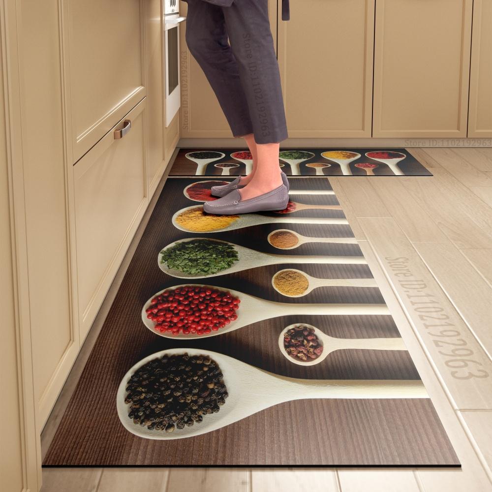 Spice Pattern Kitchen Mat Non-Slip Machine Washable Rug Set for Home Decor Anti-Fatigue Floor Mats Comfort Standing Pad