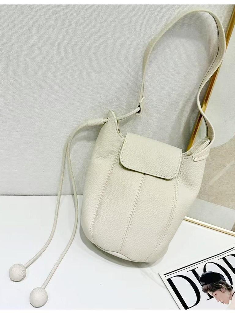 Genuine Leather Pumpkin Bucket Bag - 2025 A/W Collection, Women's Versatile Casual Fashion Shoulder/Crossbody, Large Capacity
