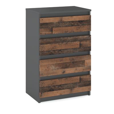 Chest of Drawers with 4 Drawers Gray Vintage 60CM TV Cabinet Living Room Furniture Sideboard