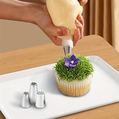 3pcs Grass Icing Nozzles Set, Cake Decorating Tips Piping Nozzles, Stainless Steel Pastry DIY Baking Tools
