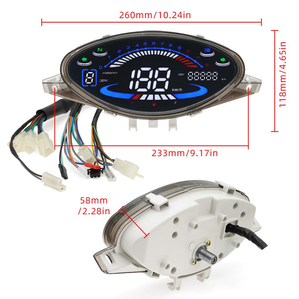 LED Digitales Motorrad-Tachometer Drehzahlmesser Armaturenbrett Für Honda Biz100 Biz125 C100 Brasilien Armaturenbrett Tachometer Kilometerzähler Geschwindigkeitsmesser