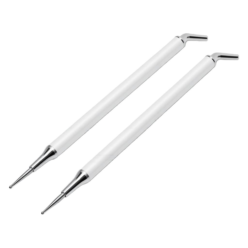 Nail Dotting Pen with 5 Clay Double Ended 25 degrees Bent Tip 2.5mm Fine Tip Nail Rhinestone Applicator 5 Piece Set