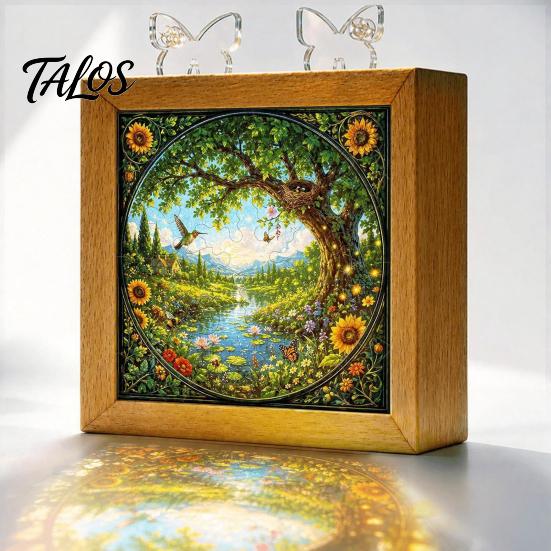 Functional Glowing Home Decor Acrylic Puzzle LED Night Light, 2-In-1 USB Royal Iris Bloom Jigsaw Lamp, DIY Floral Kit Creative Desktop Ambient