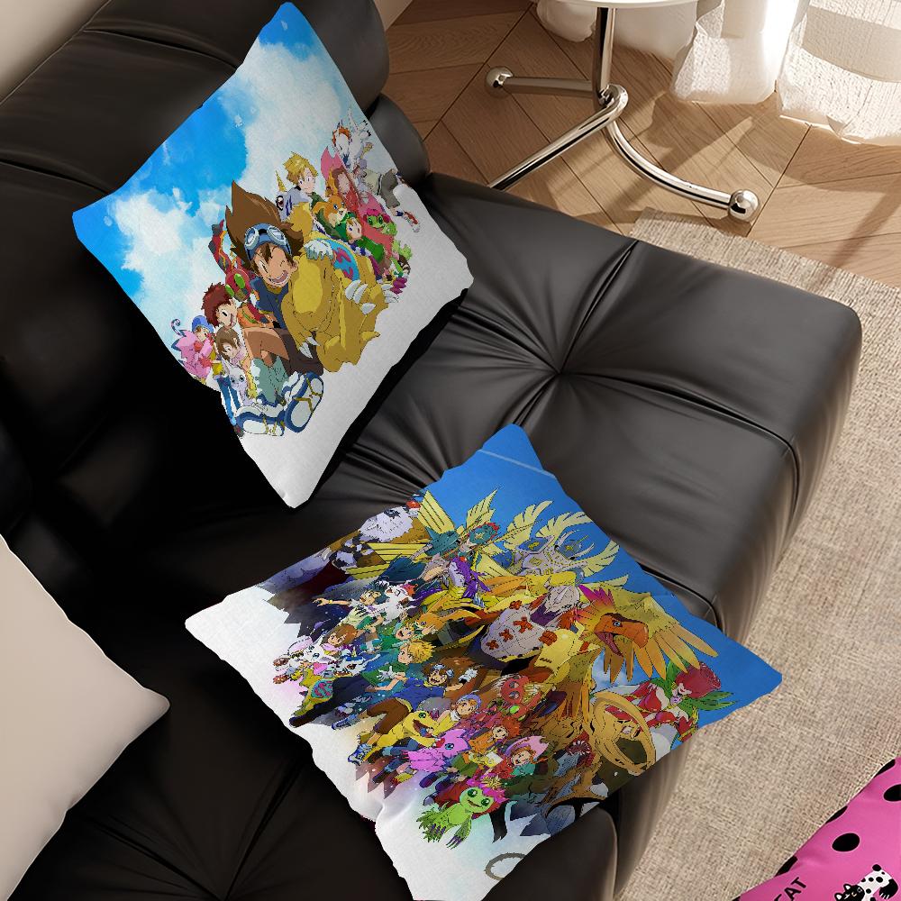 Anime Digimon Office Cushion Pillowcase Car Cushion Cover45X45CM Lumbar Pillowcase Sofa Pillowcover