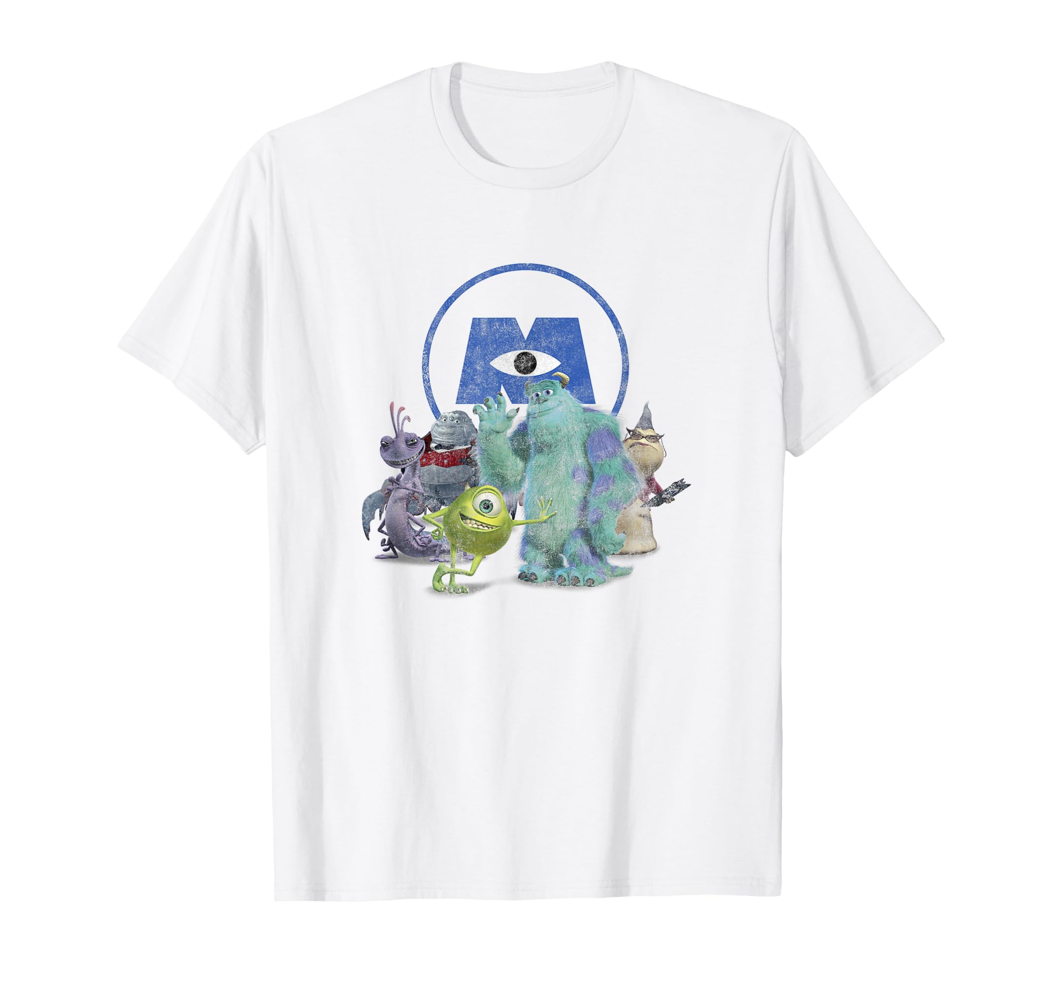 Retro poster featuring iconic characters from Disney Pixar s Monsters, Inc. (T-shirt)