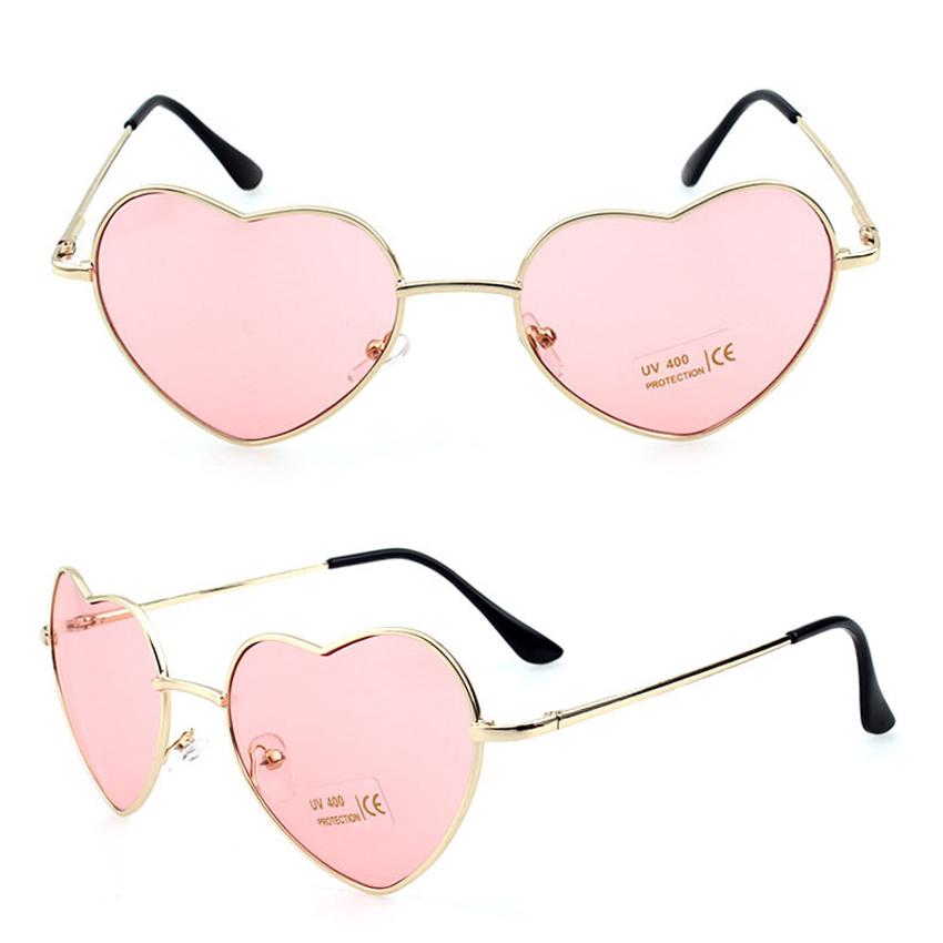 Women Sunglasses Cute Heart Frame Mirror Fashion UV400 Protection Vintage Retro Eyewear Sun Glasses