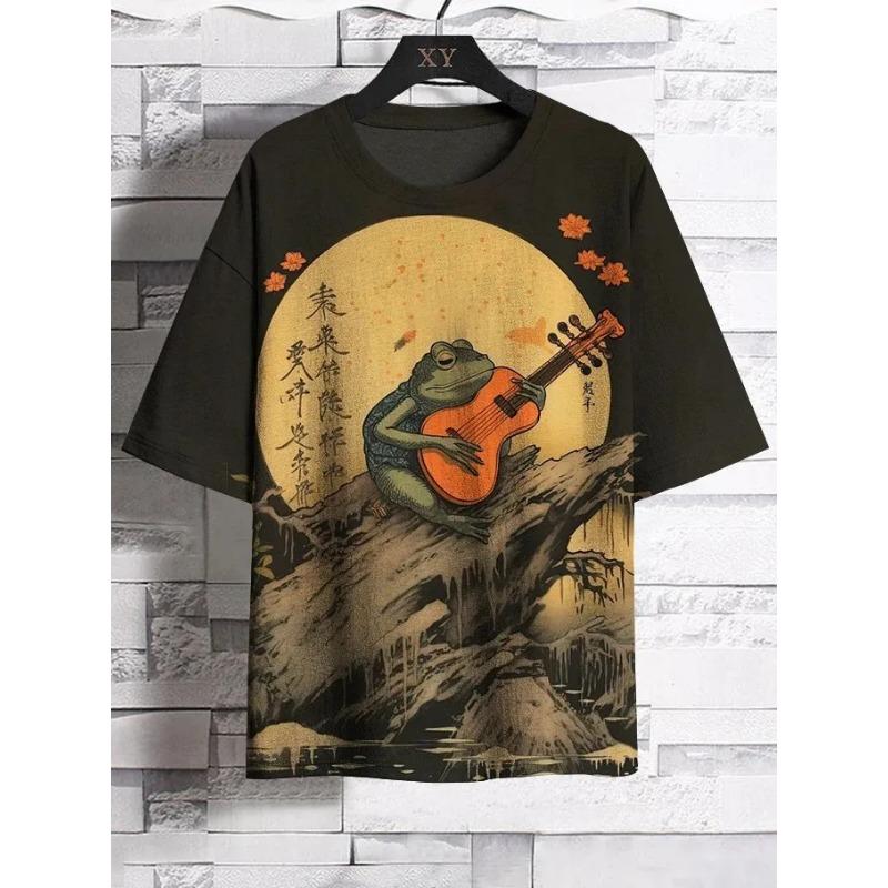

Мужские футболки с принтом Укиё-э, футболки с коротким рукавом, топы, 3D-принт, футболка с круглым вырезом, летняя повседневная мужская одежда, одежда, рубашка 6xl
