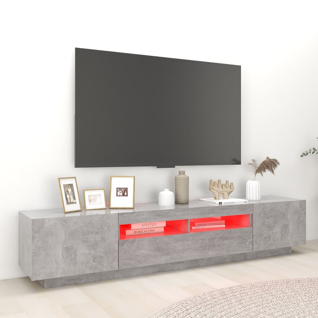 Vidaxl Szafka Pod Tv Z Oświetleniem Led, Szarość Betonu, 200X35X40 Cm