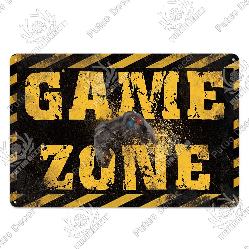 Decor Funny Gamer Metal Signs Vintage Tin Sign Gamer At Work Retro Signs for Home House Club Game Room Man Cave Wall Decor