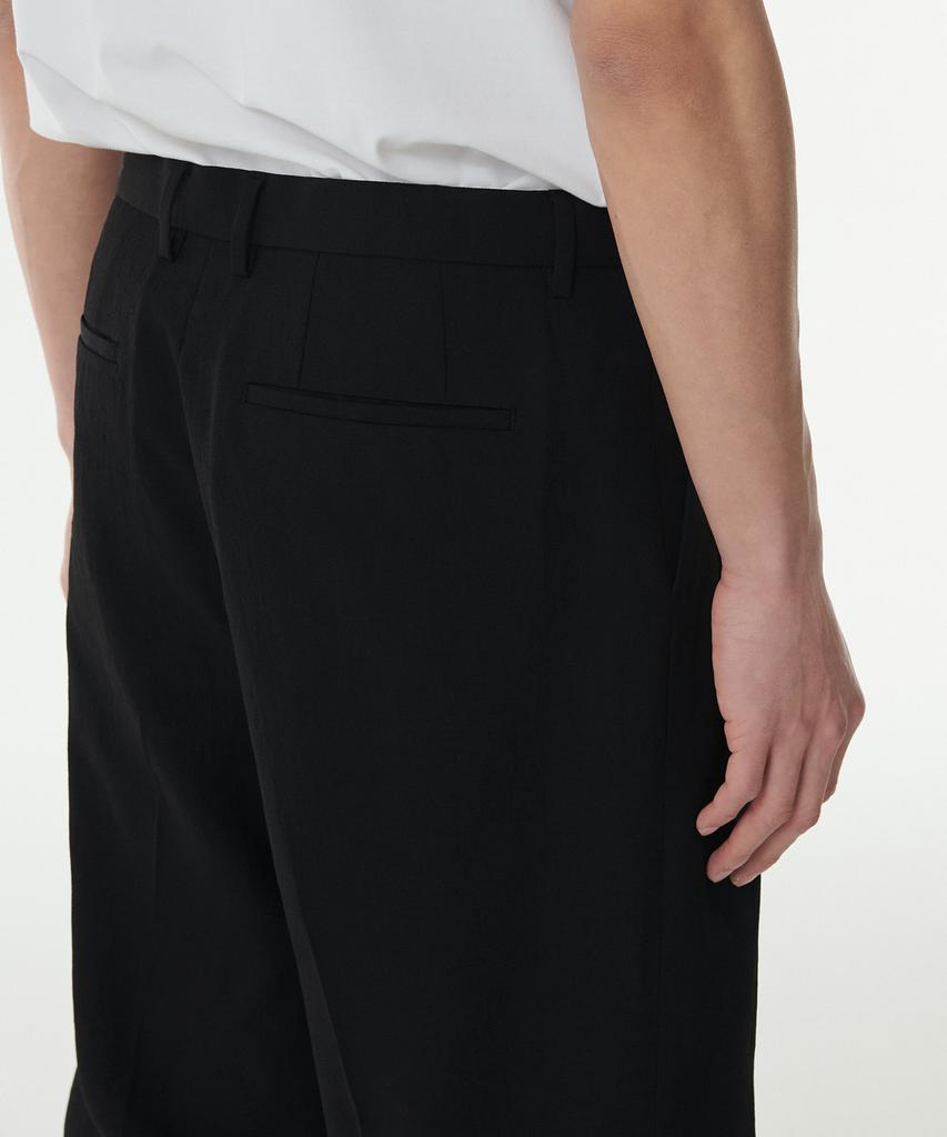 Musinsa Standard Cool Touch To Tuck Wide Hidden Elastic Waist Slacks [Black]