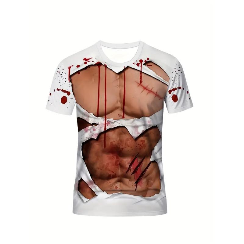 New Funny Muscle Body 3D Printed T-shirt Mens Designer Clothes Streetwear Short Sleeve Top Tees Ugly Chest Hair T Shirt Clothing
