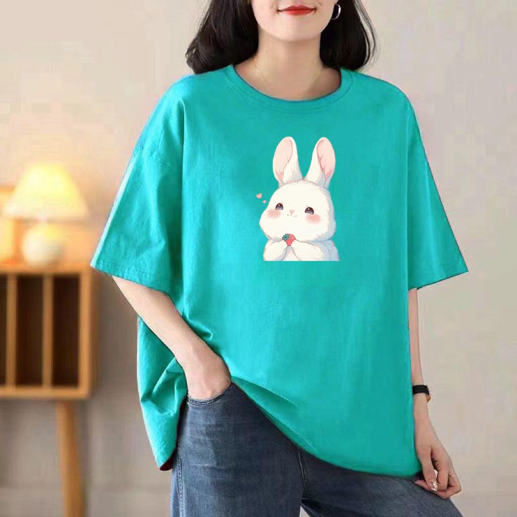 Loose Cotton Short-sleeved T-shirt Ladies Summer New Blouse Women Round Neck