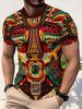 Tricou Geometric cu Imprimeu Leu Tribal African pentru Bărbați Casual cu Gât Rotund Mânecă Scurtă Topuri Grafice Etnice