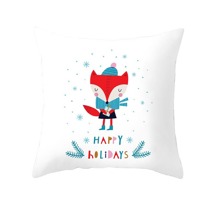 Cartoon Christmas Peach Skin Pillow Cover New Sofa Cushion Cover Square Cushion Pillow Cover