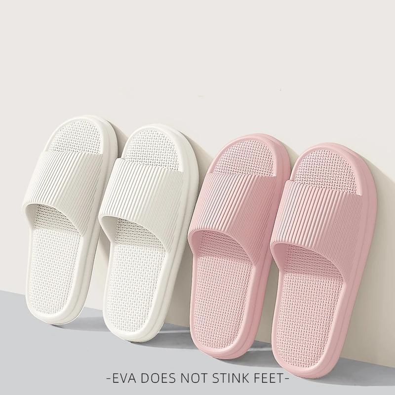 Fashion Women Summer Concise EVA Slippers Men Soft Home Slides Couples Bathroom Non-slip Sandals Adults Comfortable Outdoor Beach Shoes