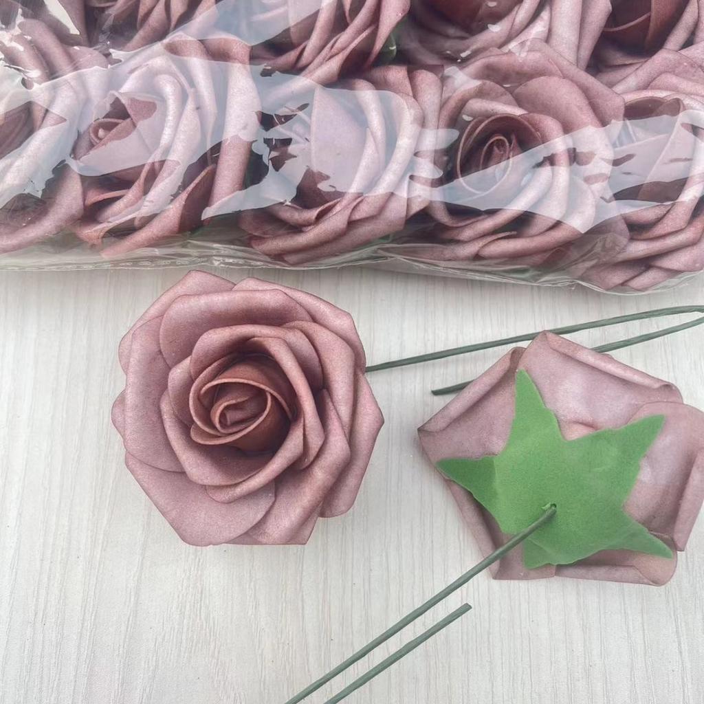 Gefärbte Pe-Schaumstoff-Blütenköpfe Hohe Imitation Farbverlauf Farbe Rose Valentinstag Bogen Handstrauß Material