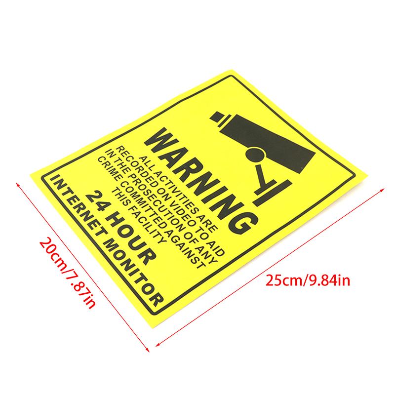 1pcs Warning Stickers Surveillance Security Camera Alarm Sticker WHome Store Decal Signsaterproof CCTV Video Warning Tape
