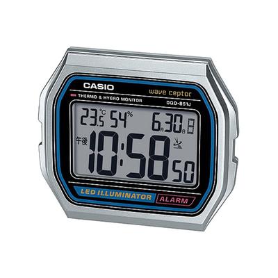 CASIO Väckarklocka Radioklocka Temperatur Luftfuktighet Datum Veckodag Elektroniskt Ljudlarm Snooze Ljus Silver DQD-851J-8JF
