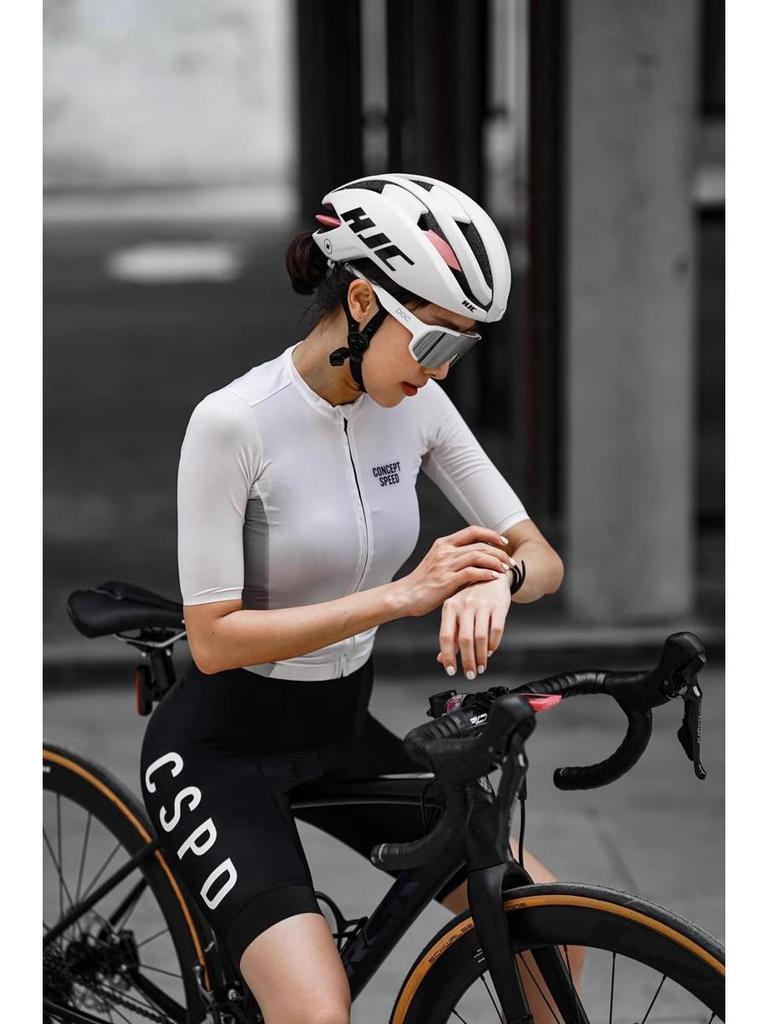 CSPD Summer Black & White Cycling Bib Shorts for Men & Women - Road Bike Sportswear, Hot Style 5-Point Design.