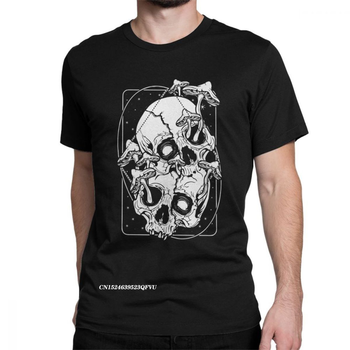 

Men s T-Shirts Overgrown Mushrooms Gone Wild Skull Cotton T Shirts Graphic Skeleton Death Gothic T Shirts Round Neck Tops S разноцветный