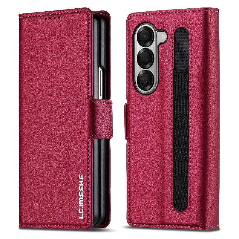 Magnetic Flip Leather Phone Cover For Samsung Galaxy Z Fold6/Z Fold 5 Built-in Wallet Card With Pen Slot(Excluding Pen)