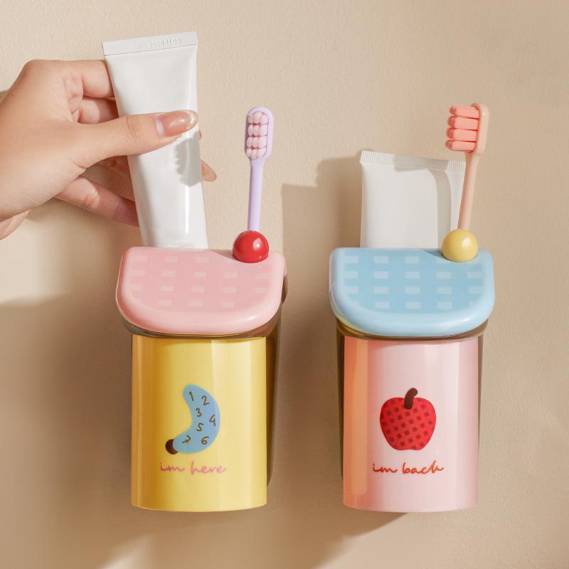 Magnetic Suction Mouthwash Cup Wall Mounted Magnet Toothbrush Holder For Home Bathroom Shower No Hole Drain Rack Brushing Access